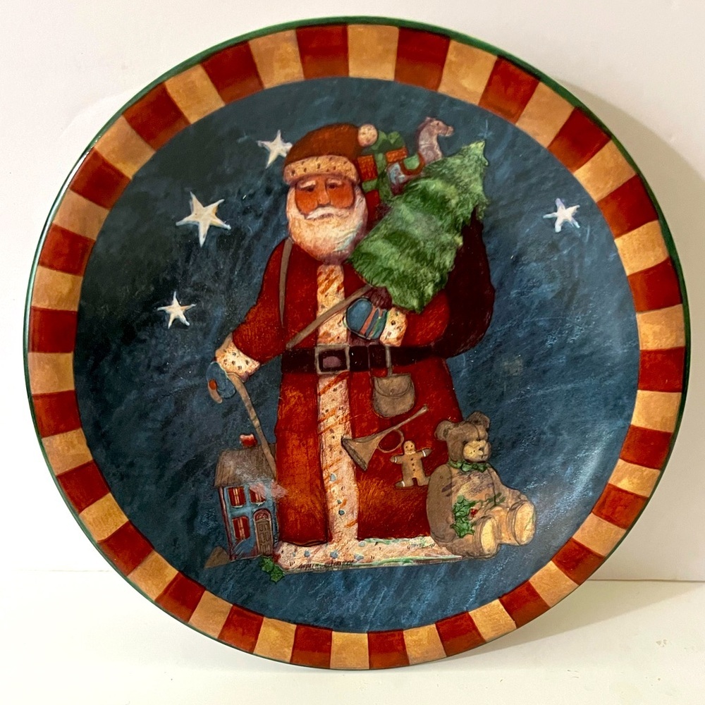 Delightful Father Christmas CIC Ceramic Christmas Desert Plate by Susan Winget